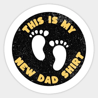 Retro Yellow on Black This is My New Dad Shirt Sticker